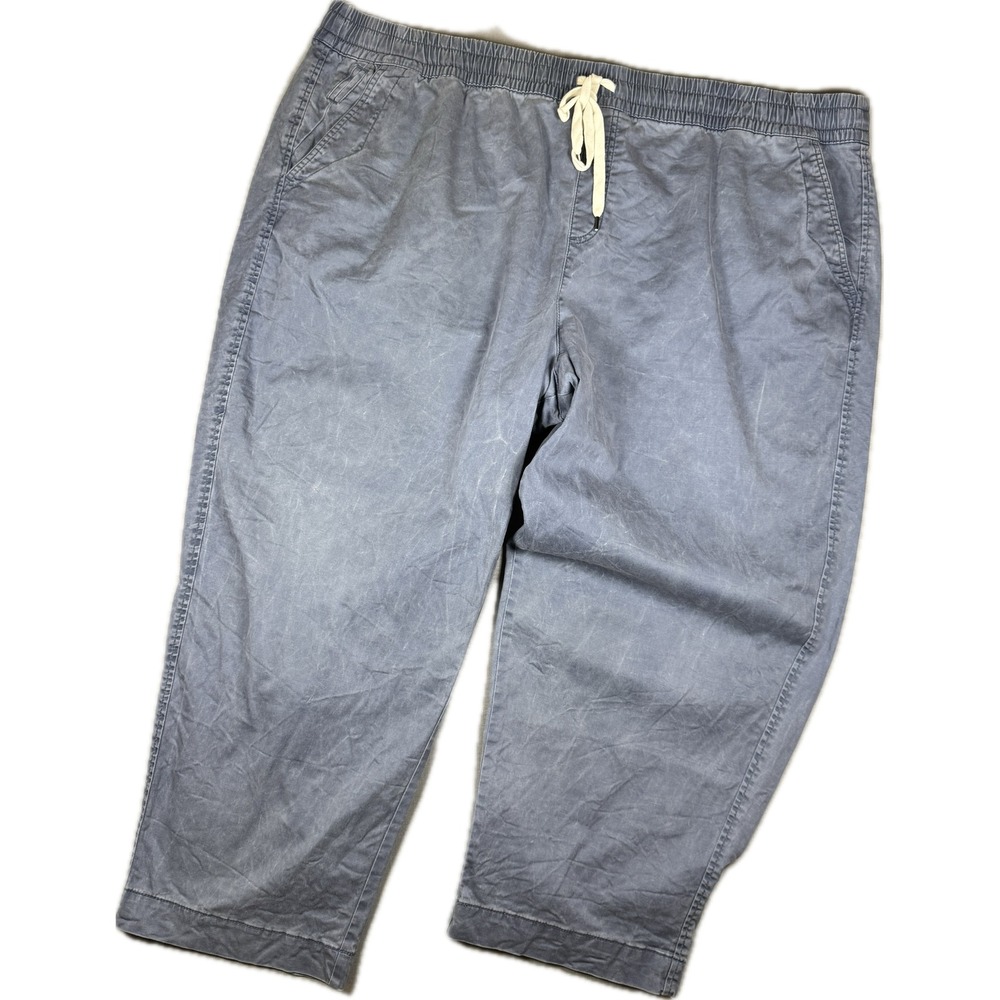 Lane Bryant Jogger Pants Women 28 Blue Elastic Waist Drawstring Cotton Lyocell
